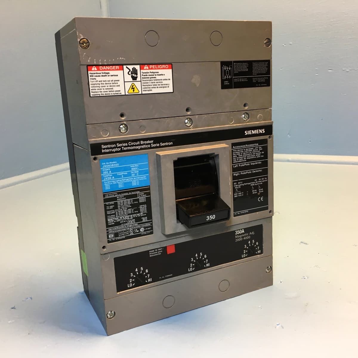 SIEMENS ITE JXD63B350 Interruptor automático 3 polos 350A 600V nuevo | Breaker termomagnético industrial | PartNumber JXD63B350