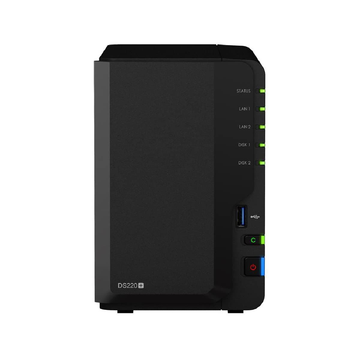 Synology DiskStation DS220+ Servidor NAS, CPU Celeron 2.0GHz, 6GB RAM, 36TB HDD, 2 Puertos LAN 1GbE, Sistema Operativo DSM
