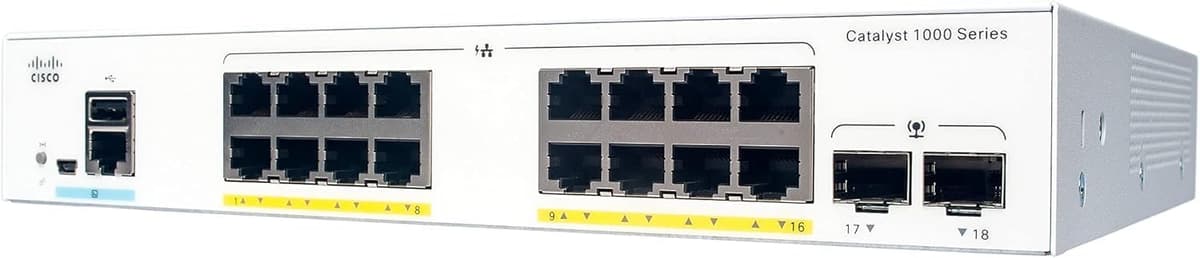 Cisco Catalyst C1000-16FP-2G-L Switch de Red, 16 Puertos Gigabit Ethernet PoE+, Presupuesto PoE 240W, 2 Uplink SFP 1G, Operación sin Ventilador, Garantía Limited Enhanced (C1000-16FP-2G-L)