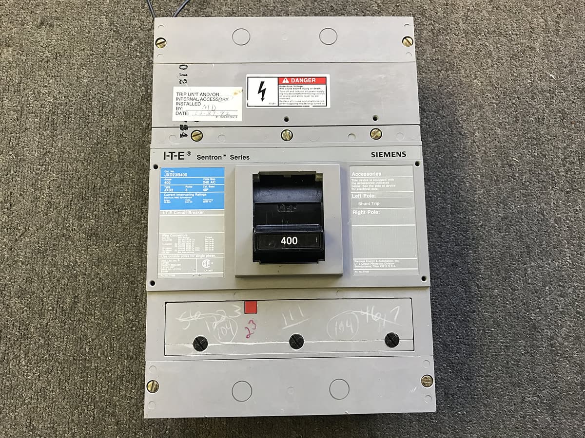 Siemens HI JXD23B400 Interruptor Automático 400A Tipo JXD-2A, Breaker Termomagnético 3 Polos, Protector de Circuito Industrial