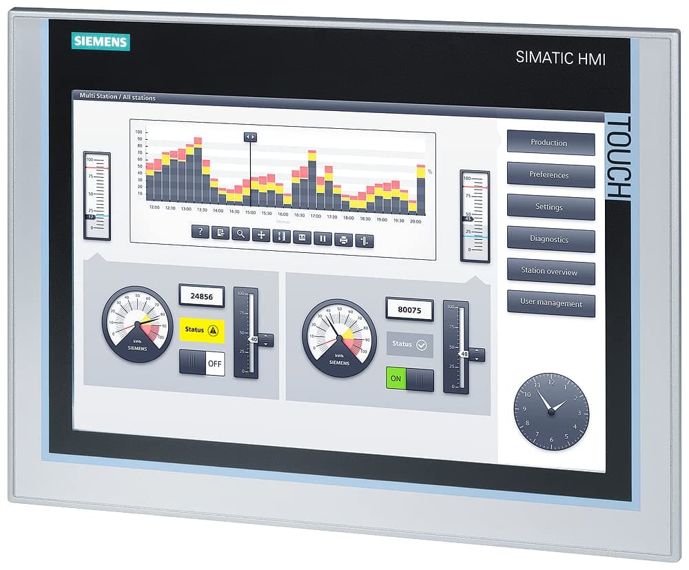 Siemens SIMATIC HMI ST801 6AV2124-0MC01-0AX0 - Panel HMI 12" Widescreen TFT, 16 millones de colores, 1280x800 píxeles, interfaz hombre-máquina industrial