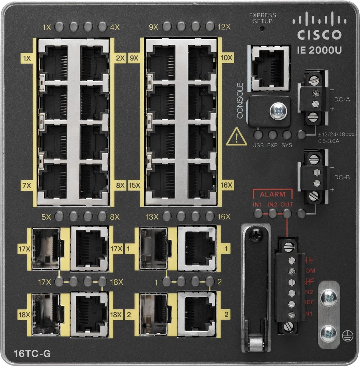 Cisco IE-2000-16TC-G-L - Switch industrial, 16 puertos 10/100, 2 ranuras SFP Fast Ethernet, 2 puertos combo cobre/SFP, gestión avanzada - (IE-2000-16TC-G-L) (Cisco Systems) (882658495670)