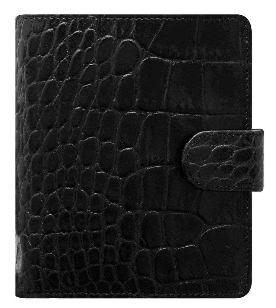 Filofax Classic Croc Print Organizador de Cuero Agenda Calendario Pocket Ebony Black 2026