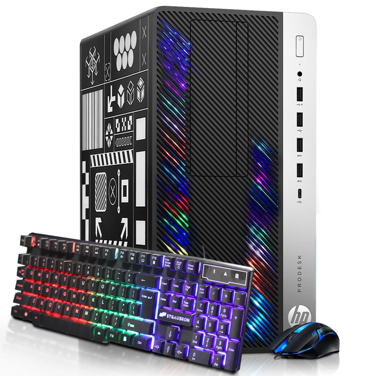 Computadora de Escritorio Gaming HP RGB, Intel Quad Core i5-6500 hasta 3.6GHz, GeForce GT 1030 2GB GDDR5, 32GB DDR4, 512GB SSD + 3TB HDD, Teclado y Mouse RGB, WiFi 600M y Bluetooth 5.0, Windows 11 Pro (Reacondicionada)