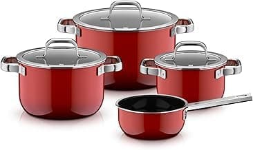 WMF Fusiontec Mineral Pro Set de 4 Ollas, Fusiontec Resistente a Rayones, Inducción, Hecho en Alemania, Passion Red 519585290