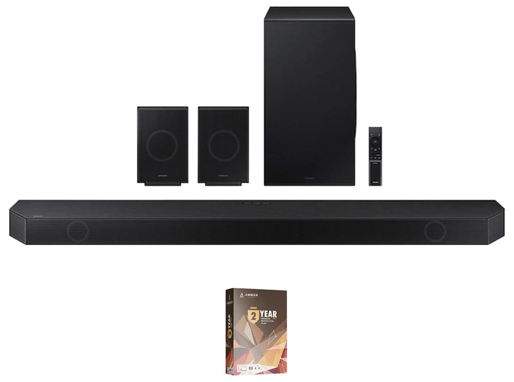 Samsung HW-Q990D 11.1.4ch Soundbar con True Dolby Atmos (Bundle con plan Amber y limpiador) BNDL_HWQ990D-WRTY2-WALTS-SC