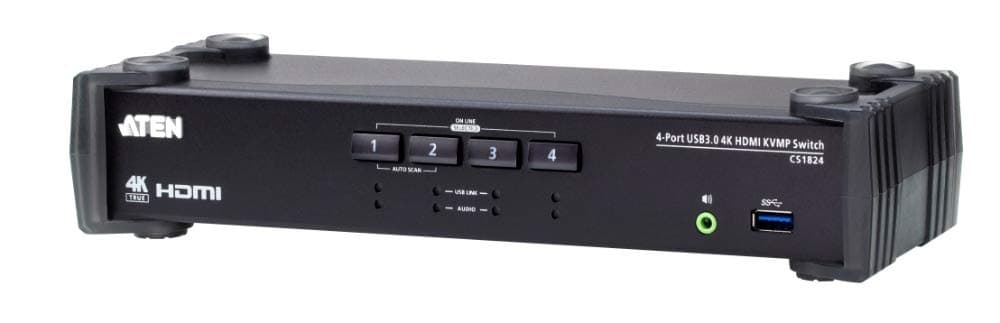 ATEN CS1824 - Switch KVMP 4 puertos USB 3.0 con HDMI 4K y Modo Mezclador de Audio CS1824-AT-G