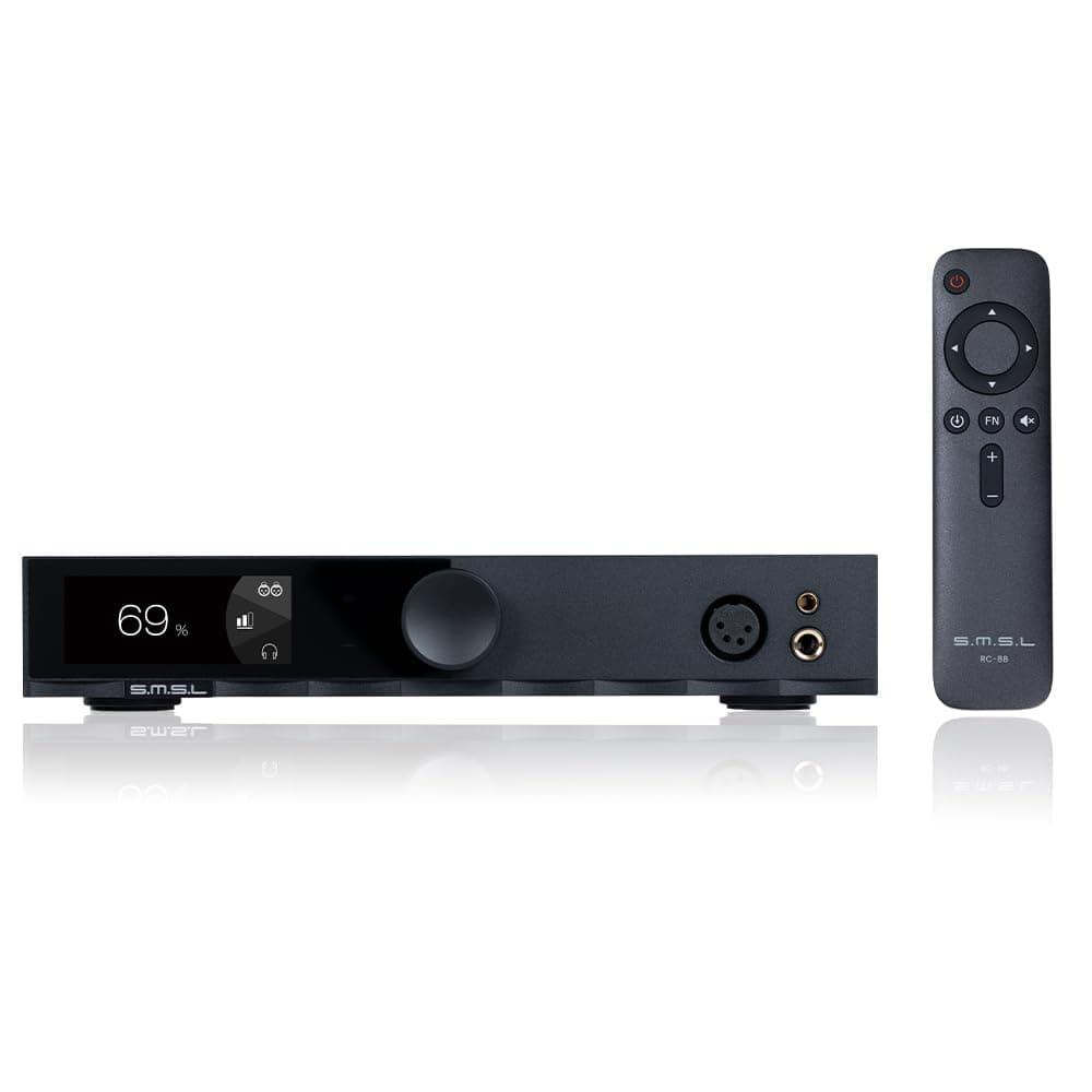 S.M.S.L H400 Amplificador de Auriculares Hi-Res Diseño Previo Hi-End Alta Potencia 15W/16Ω 7.5W/32Ω Audio Hi-Fi Balanceado Total Control de Ganancia 3 Niveles 4.4mm Balanceado/XLR 4 Pines/6.35mm No Balanceado (Negro)
