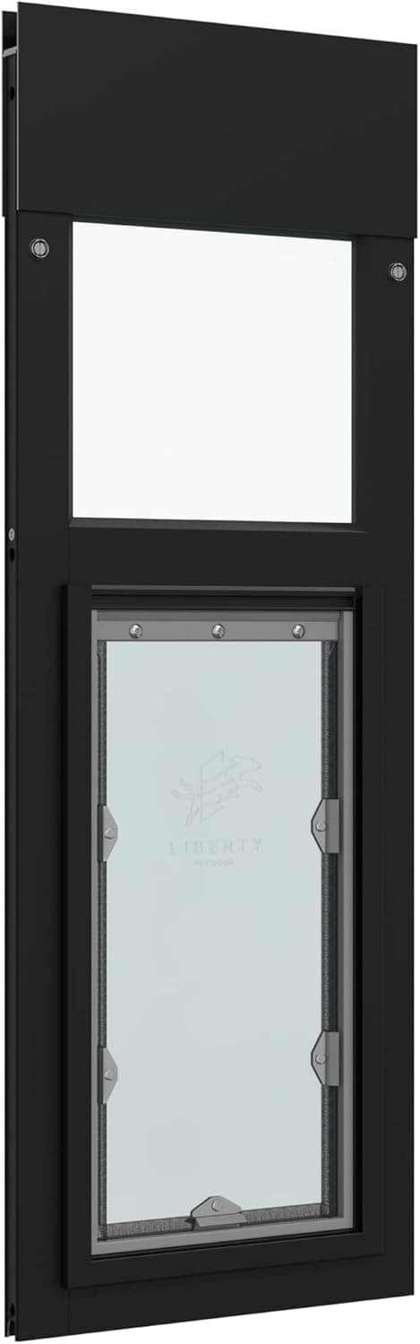 Liberty Puerta para Mascotas Panel para Ventanas Corredizas Horizontales | Marco de Aluminio con Tapa de Cierre para Hogar y Alquileres | Negro, Abertura Mediana, Rango de Altura 59" - 60.5" 09LP-A0716-1B-3SN-59.0-60.5