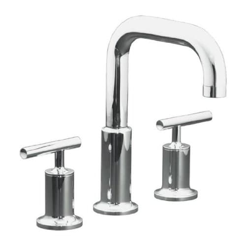 Kohler Purist T14428-4-AF Grifería para bañera de cubierta, dos manijas, Vibrant French Gold K-T14428-4-AF