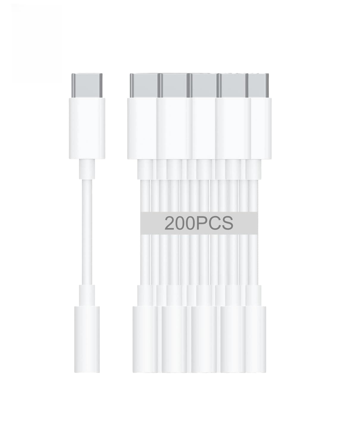 phoie Adaptador USB-C a Audífonos 3.5 mm - Paquete de 200 HiFi Compatible con Apple iPhone 17 16 15 Samsung Galaxy S25 S24 S23 S22 S21 Plus Pro Max Ultra Pixel iPad - Cable Tipo C a Aux conector Dongle USB-C to 3.5mm Audio Adapter