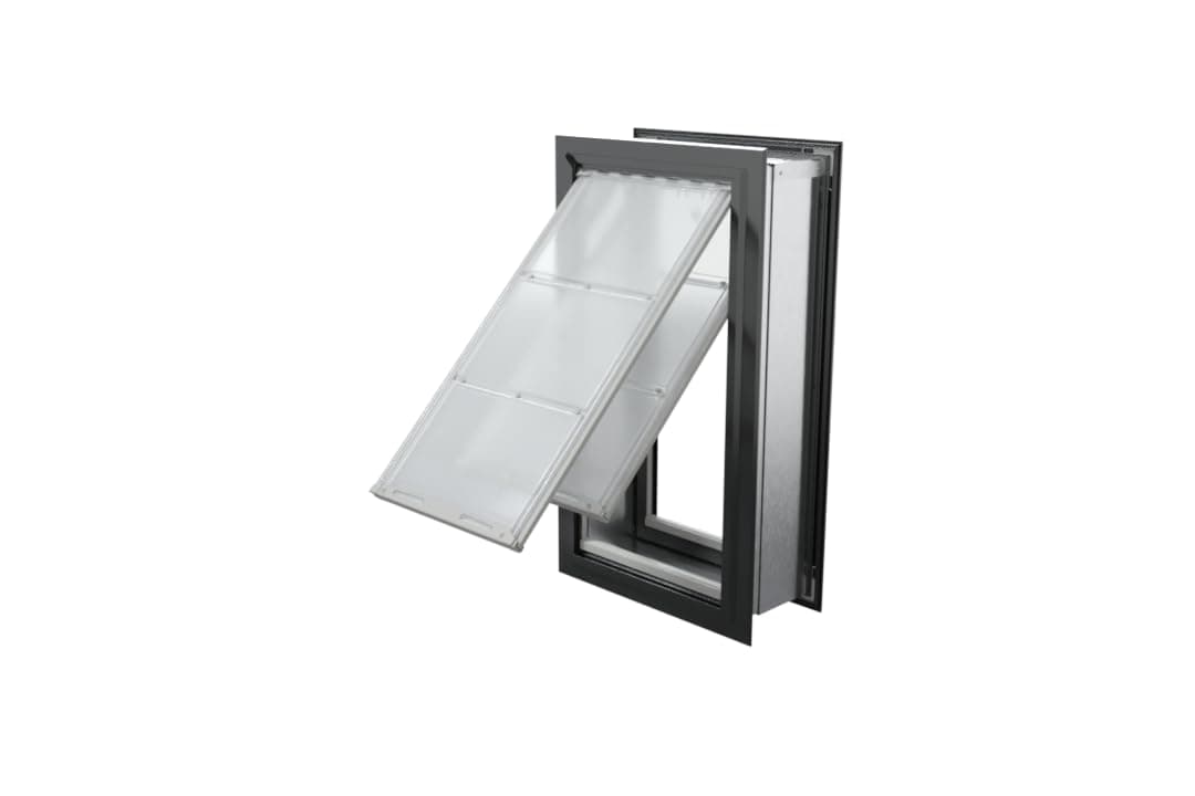 Puerta para Mascotas Endura Flap para Paredes en Negro | Diseño de Doble Solapa Eficiente Energéticamente para Instalaciones en Pared | Protección para Todo Clima con Túnel Telescópico de Metal 04EF-B40XL-2B