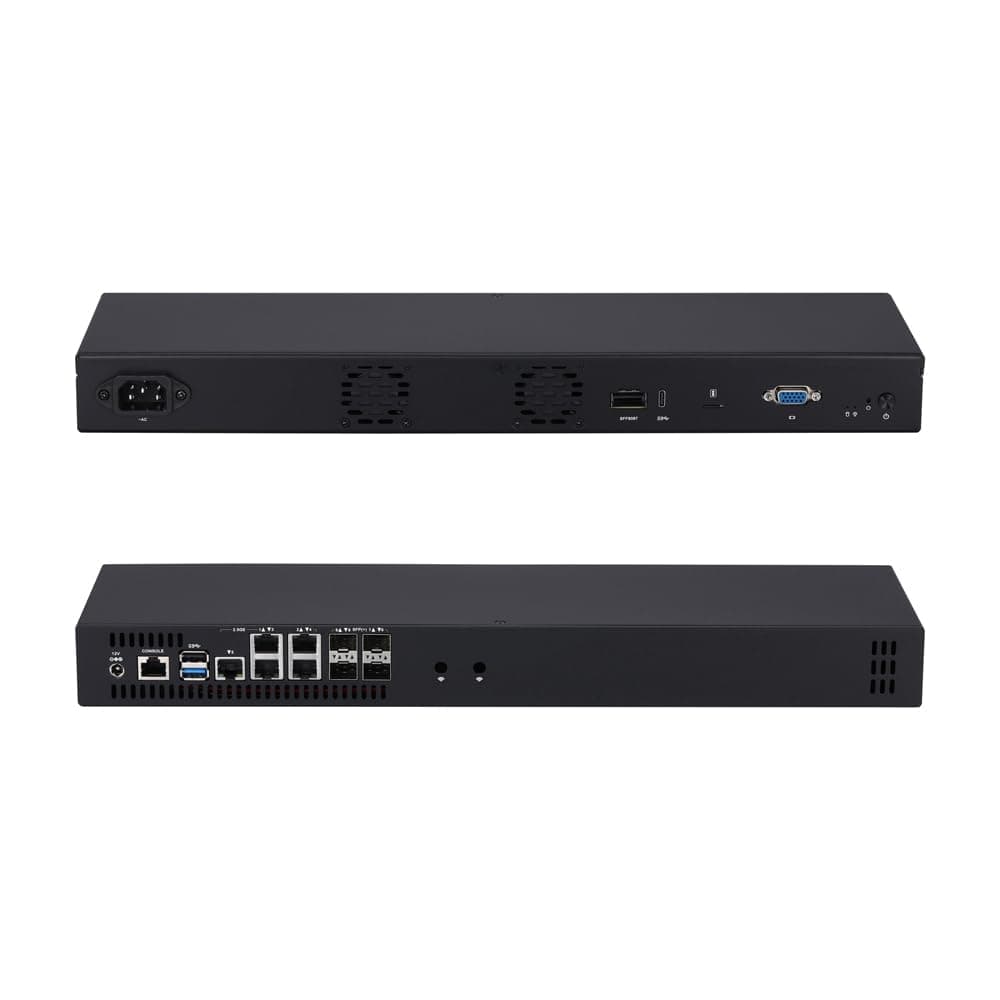 Qotom Servidor Mini 1U Q20331G9 5 LAN Intel I225-V 2.5G, 4 SFP+ Mini PC C3758R, 32GB RAM 512GB SSD M.2, Mini SAS