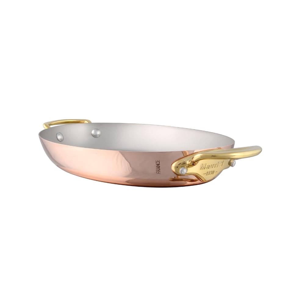 Mauviel M'Heritage 150 B Sartén ovalada 15.7" cobre 1.5mm con interior en acero inoxidable y asas de latón, hecha en Francia 672440