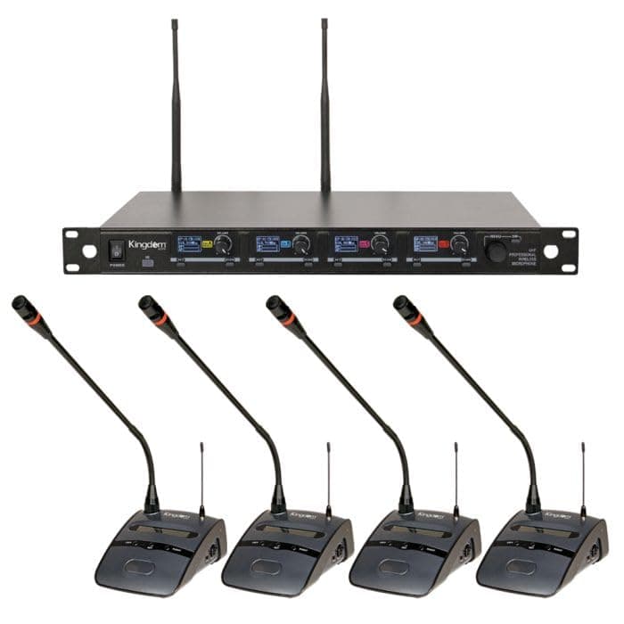 Kingdom V5 Wireless Mic System - Sistema inalámbrico profesional con 4 podios y receptor con entradas XLR SYSV5P4_N