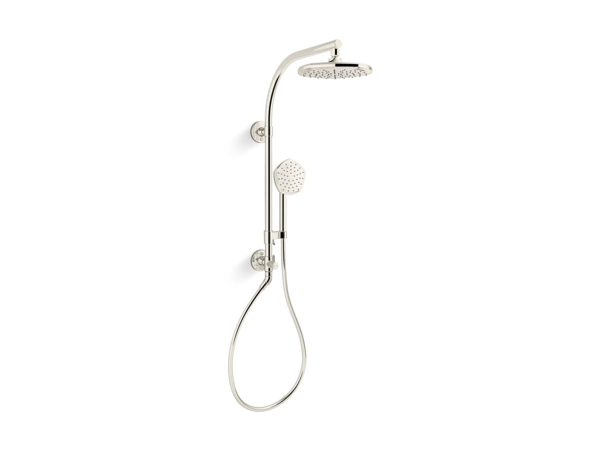 KOHLER 27118-G-SN Hydrorail-R Occasion Kit de Columna de Ducha con Cabezal de Lluvia y Ducha Manual 1.75 Gpm - Vibrant Polished Nickel
