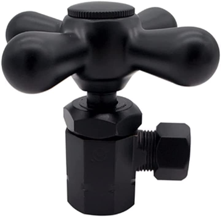 Westbrass D103X-60-62 Válvula angular con manija cruz, entrada 1/2" IPS y salida compresión 3/8", Negro mate (paquete de 60)