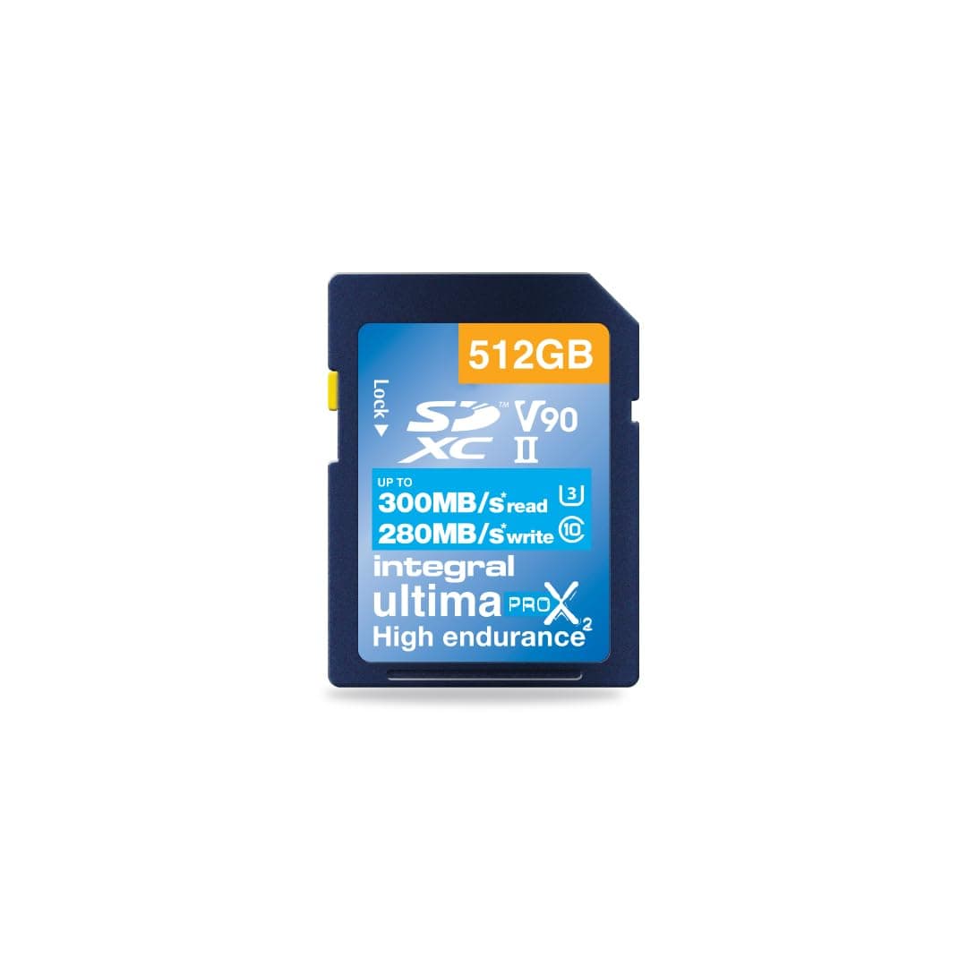 Integral Tarjeta SD UHS-II 512GB V90 Hasta 300 MB/s Lectura y 280 MB/s Escritura 1866X SDHC Profesional Alta Velocidad INSDX512G-300/280U2