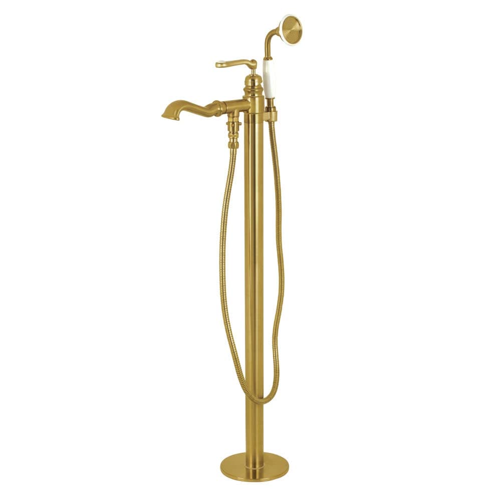 Kingston Brass KS7017RL Royale Single Handle Freestanding Roman Tub Faucet With Hand Shower Brushed Brass