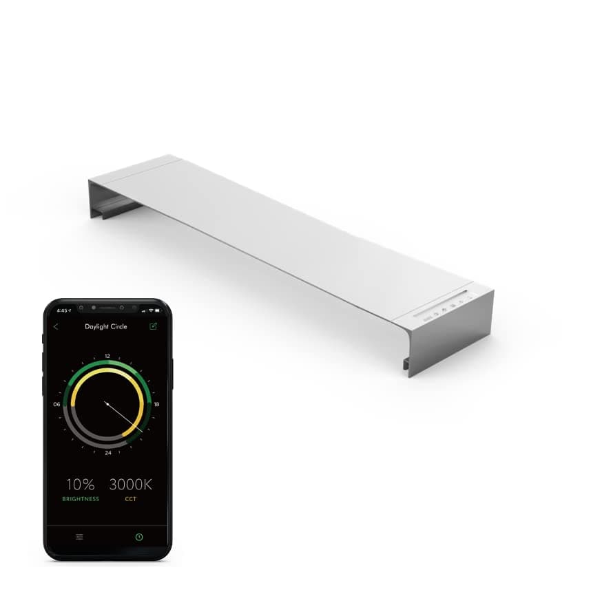 Luz de Acuario ONF Flat One+ de 36 Pulgadas Ciclo 24/7, Luz LED de Espectro Completo Colorfull, Brillo Dimmable y Temperatura de Color Controlada por APP, Amanecer y Atardecer, Estilo Capucha MPS-AQ63470AB201A