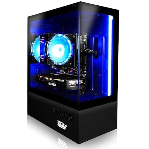 SAAV X9 2025 Torre de PC para Juegos, Intel G5400 3.7 GHz, AMD Radeon RX 550 GDDR5, Monitor HD 22", 4GB DDR4, SSD NVMe 512GB, Wi-Fi 6, Bluetooth, Windows 11, Mouse y Teclado RGB, Computadora de Escritorio Preconfigurada X1REVA