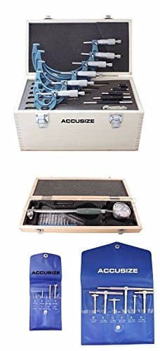 Accusize Juego de inspección Toolmaker: micrómetros, calibres telescópicos y calibre de orificio Egee-5006