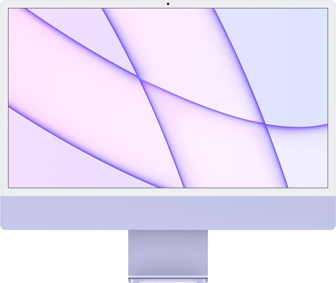 iMac 2021 de Apple con chip Apple M1 de 8 núcleos (24 pulgadas, 16 GB RAM, 256 GB SSD) (Teclado QWERTY en inglés) Morado (Reacondicionado) MGPP3LL/A