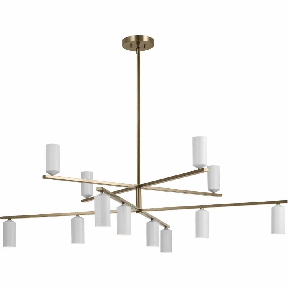 Kichler Gala 55.75 Inch 12 Light Chandelier en Champagne Bronze con Pantallas Blancas 52533CPZWH