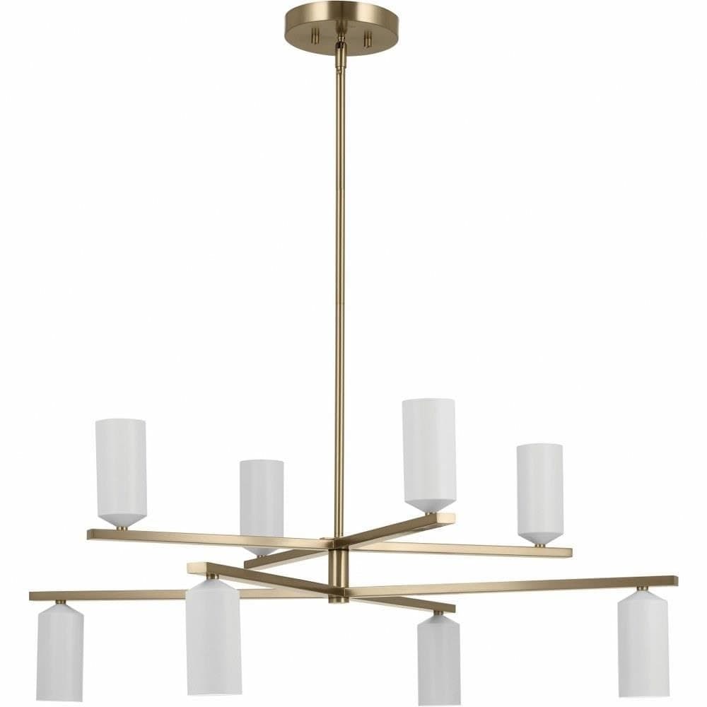 Kichler Gala Araña de 36 Pulgadas 8 Luces en Bronce Champán con Blanco 52532CPZWH