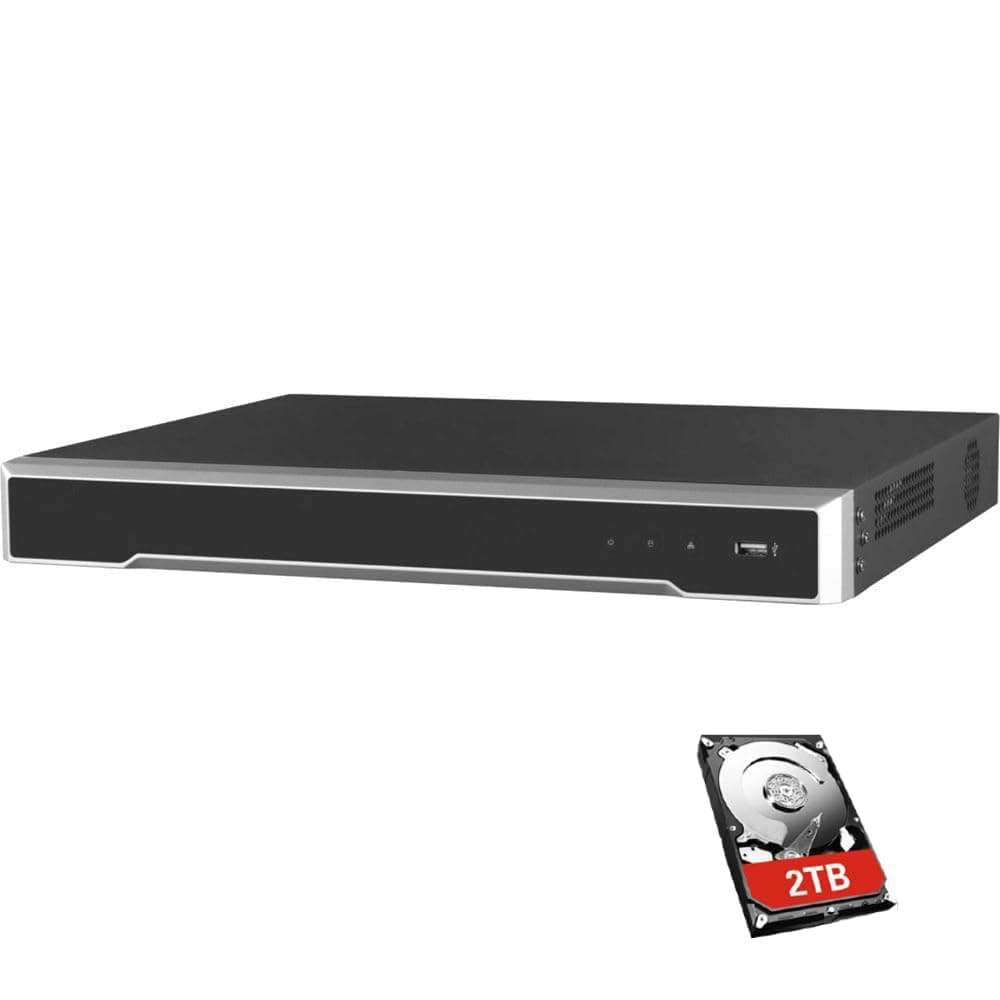 Real HD DS-7616NI-Q2/16P con almacenamiento en disco duro de 2 TB, NVR de video en red PoE de 16 canales 4K 8MP H.265, Plug & Play, versión internacional en inglés original
