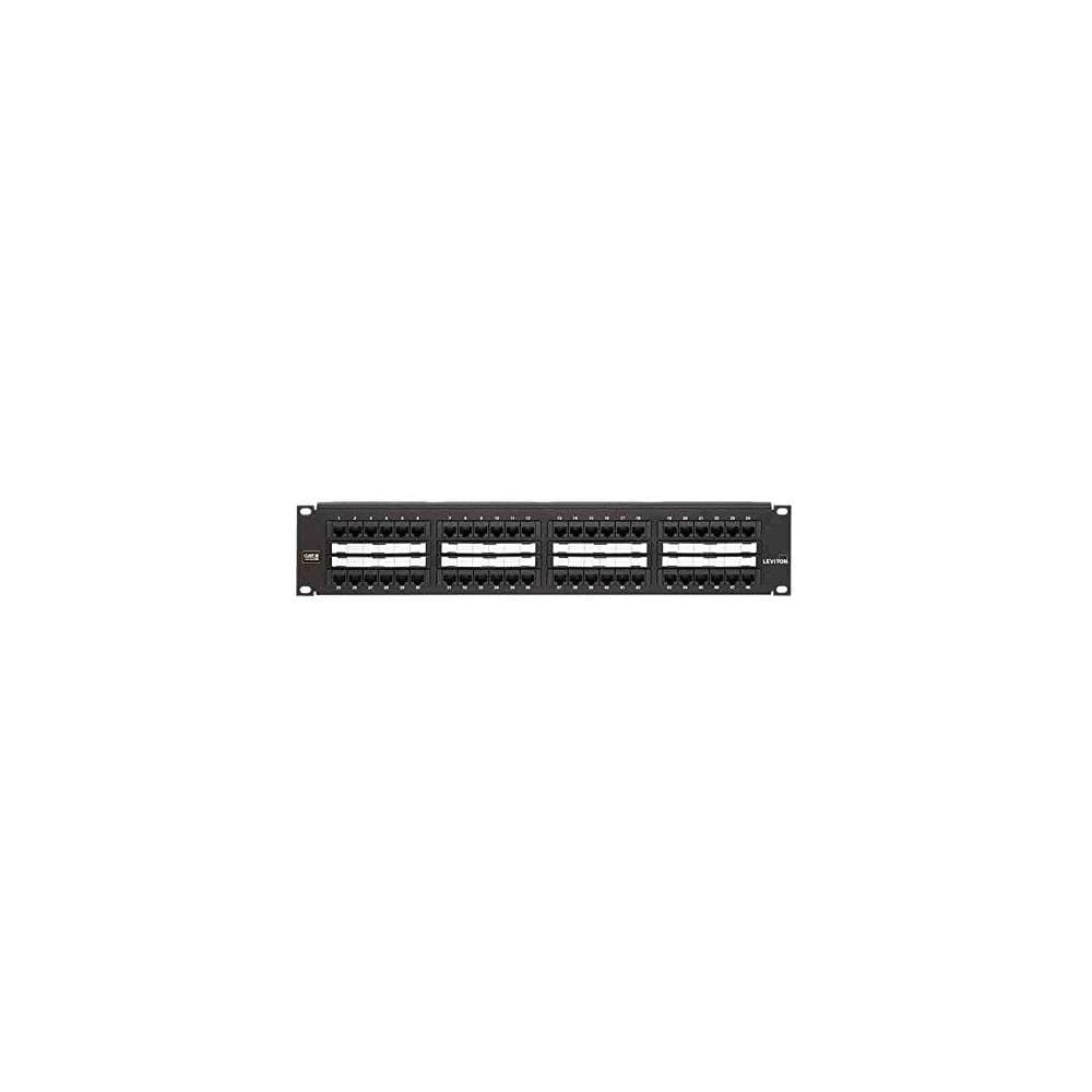 Panel de parcheo plano estilo 110 Leviton eXtreme Cat 6+, 2RU, 48 puertos, etiquetado centralizado, 69586-C48