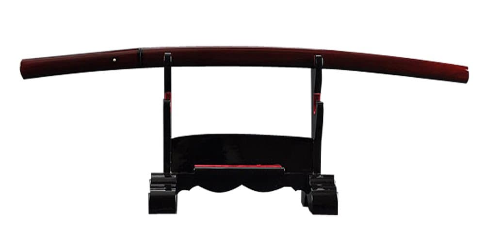 Katana HMS auténtica forjada a mano 1095, clay tempered, tsuba-less, roja (modelo 397)