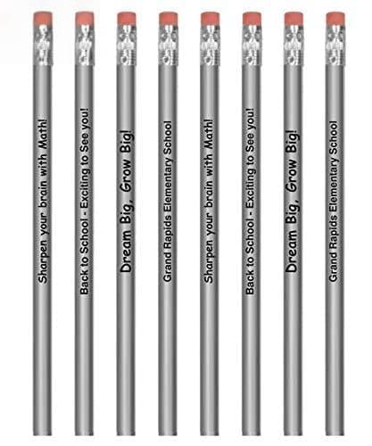 911 Pens 2000 Pack Lápices personalizados #2 HB2 redondeados, impresos con logo y texto (Silver/SilverTrim) 647-02000-Q-Silver/SilverTrim