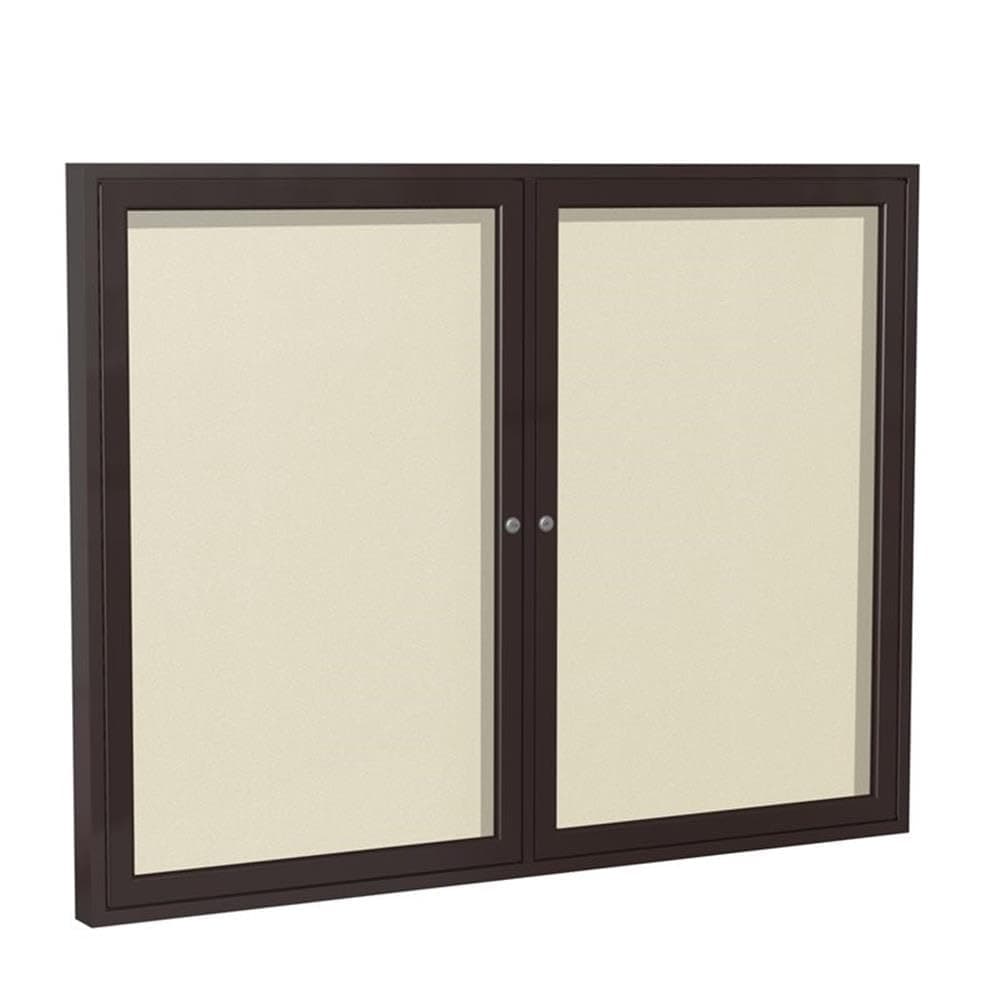 Ghent PB23648VX-185 - 36"x48" 2-Door Enclosed Vinyl Bulletin Board, Bronze, Exterior/Interior