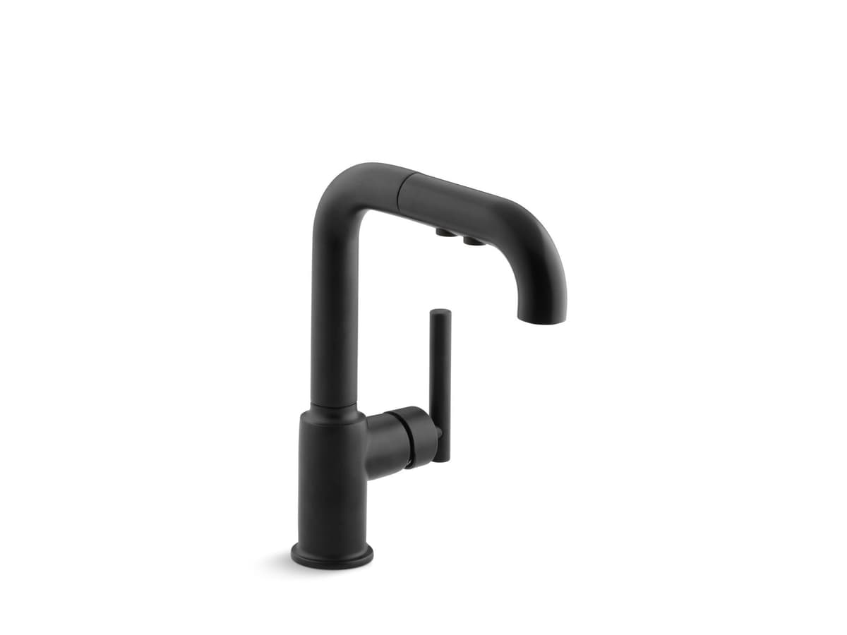 Kohler Purist grifo extraíble para fregadero de cocina con cabezal pulverizador de tres funciones K-7506-BL