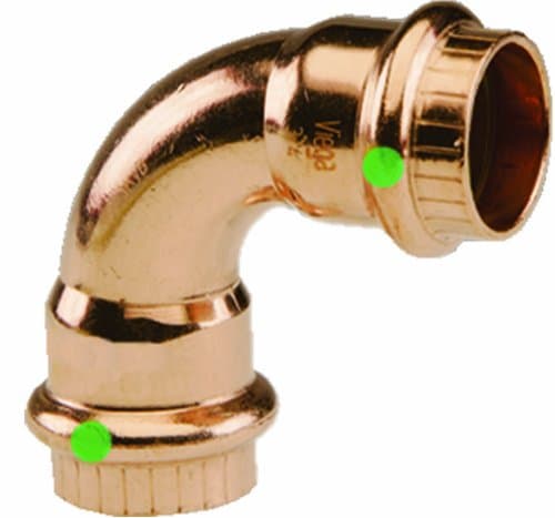Viega 77327 ProPress Codo 90° de cobre sin plomo 1" P x P, paquete de 50