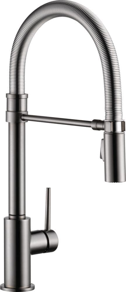 Delta Trinsic Pro 9659-KS-DST - Grifo de Cocina con Roseta, Cabezal Extraíble y Acabado Black Stainless