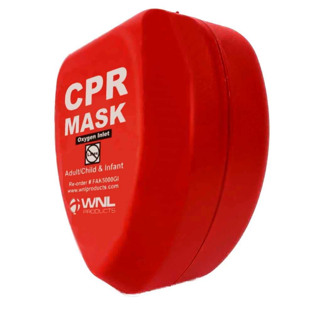 WNL Products CPR Rescue Mask Kit 50 unidades - Adulto/Infantil en estuche rígido con clip de cinturón FAK5000GI-50PACK