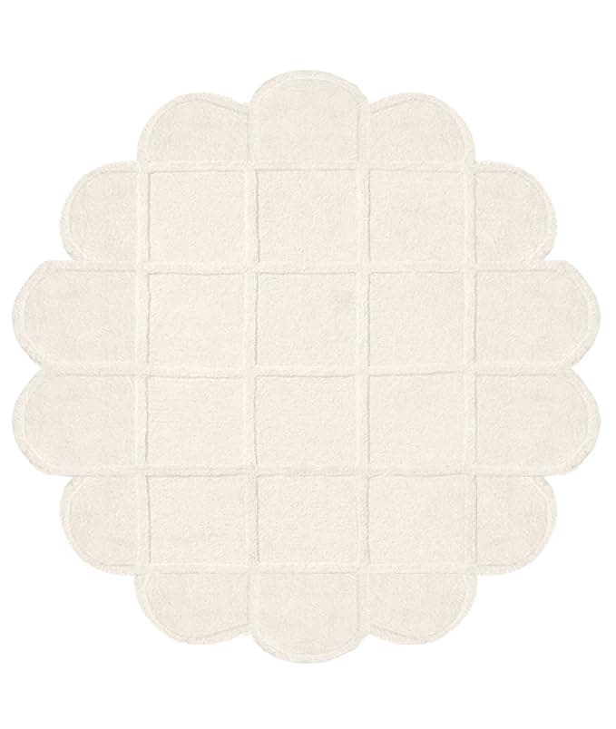 Alfombra de lana hecha a mano Anthrofy Selena Scallop 8' R beige, respaldo de algodón antideslizante AY-SCALLOPBEIGE-8'R