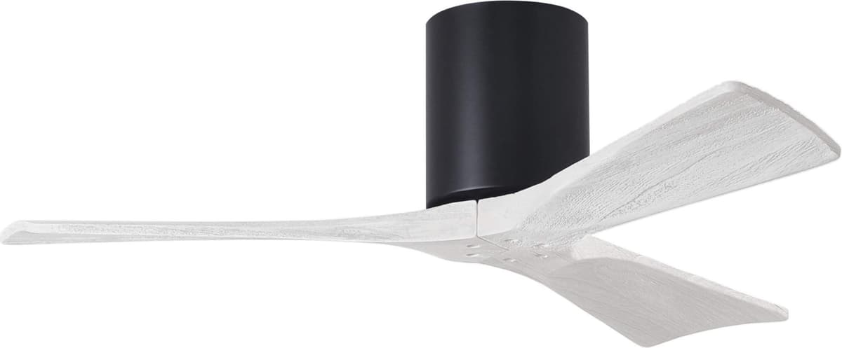 Matthews IR3H-BK-MWH-42 Irene Ventilador de Techo Hugger de 42" para Interior/Exterior Clasificación para Humedad con Control Remoto y Control de Pared, Motor DC Silencioso, 3 Aspas de Madera Maciza Blanco Mate, Negro Mate