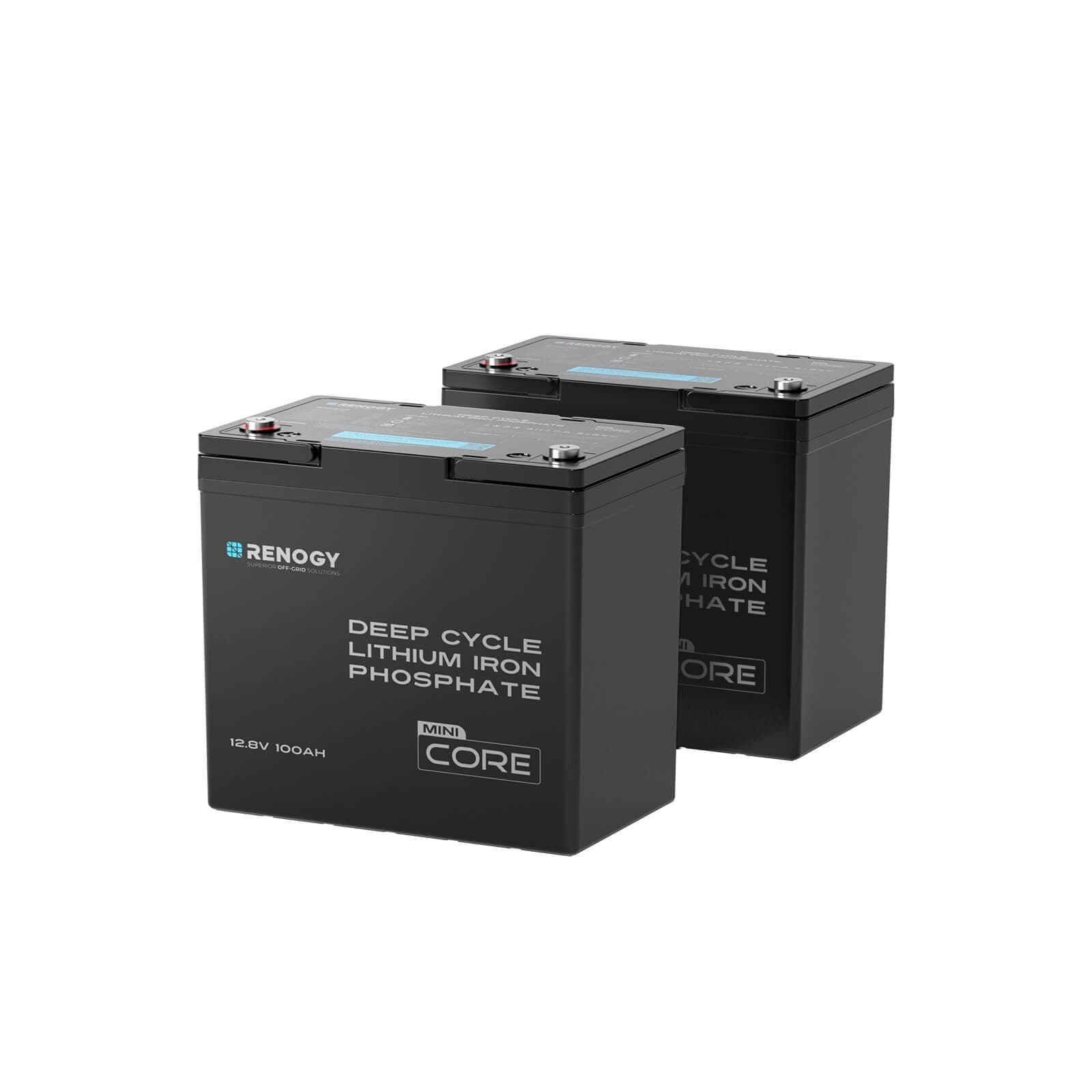 Renogy 2PCS 12V 100Ah LiFePO4 Mini Battery - 100A BMS, Core Series RBT12100LFPx2-M-US-S