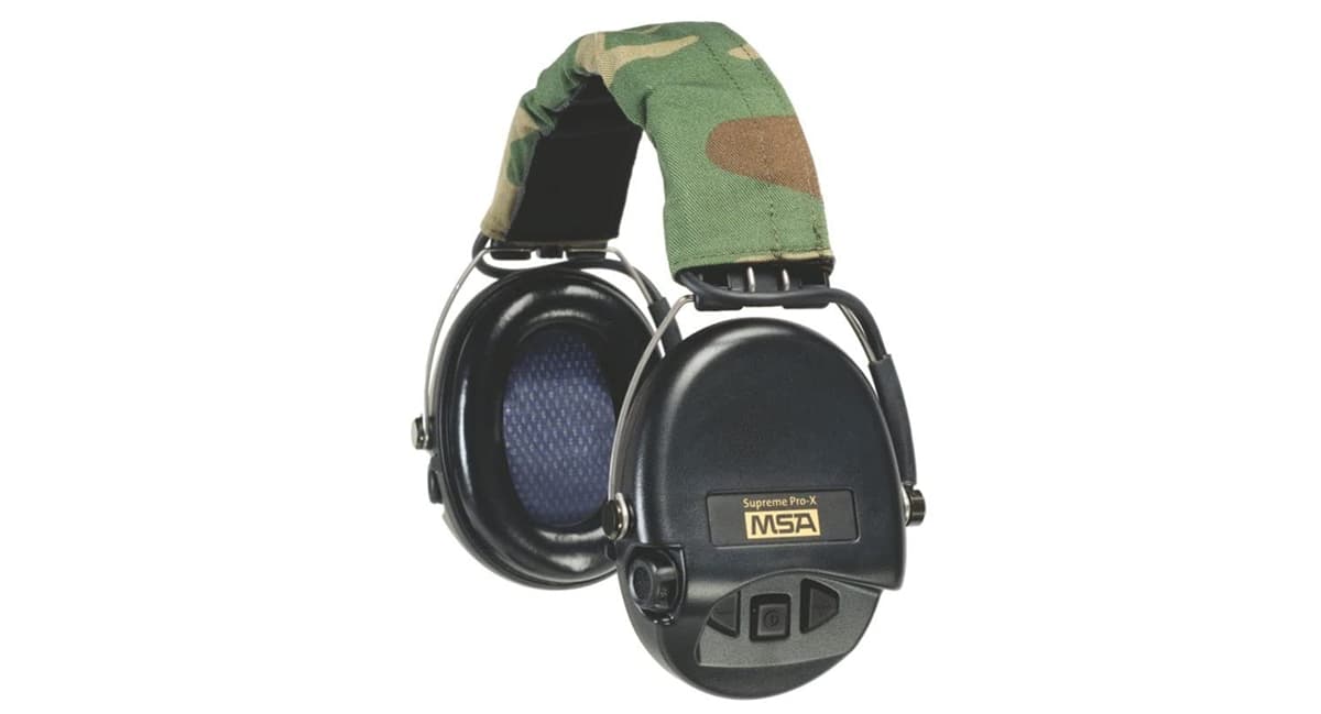 MSA Supreme Pro-X 10082167 - Orejeras electrónicas con banda camuflaje y NRR 18 dBA