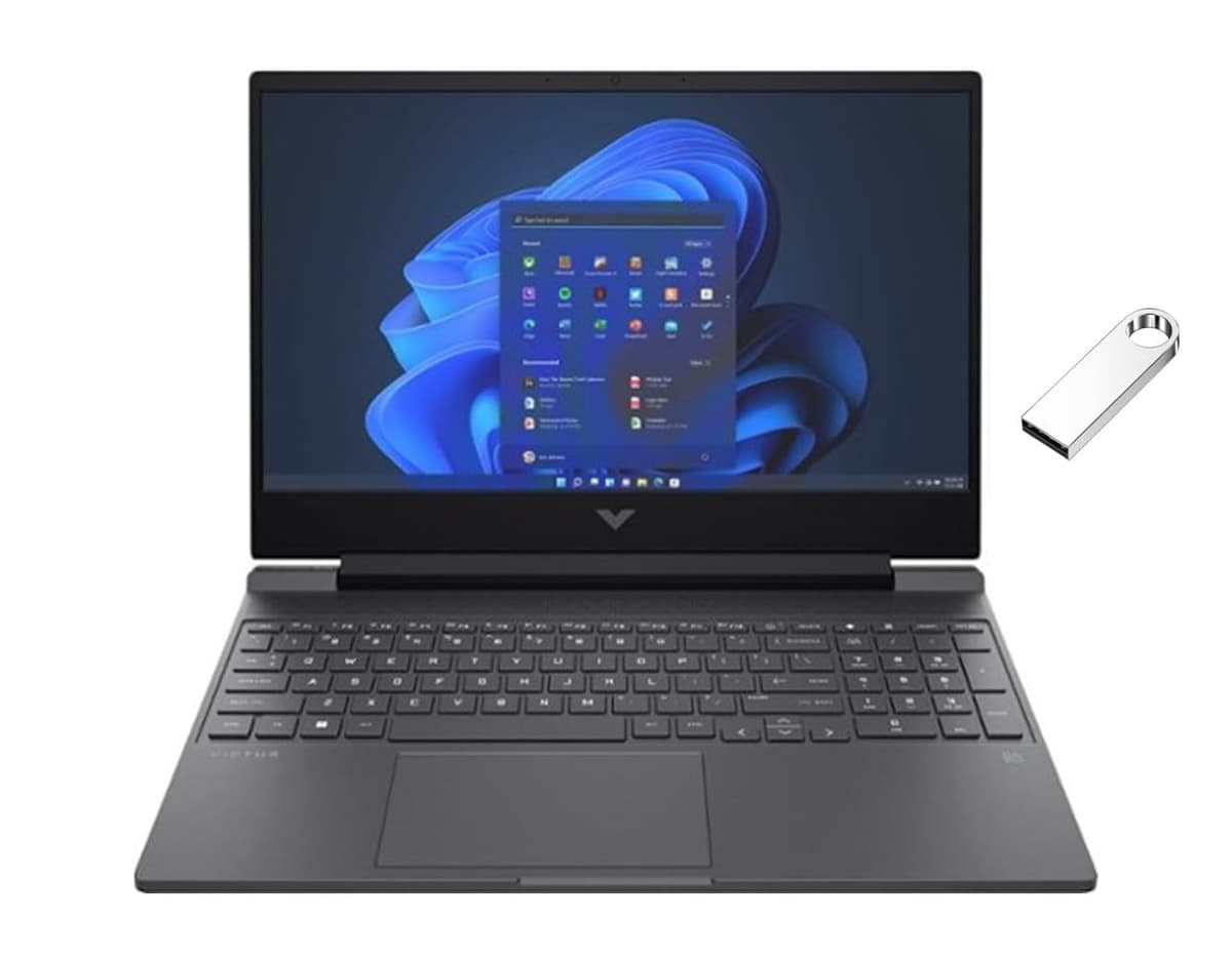 HP Victus 15.6" Full HD 144Hz Gaming Laptop | AMD Ryzen 5 7535HS | NVIDIA GeForce RTX 2050 | 16GB RAM DDR5 | 1024GB SSD | Retroiluminado | Windows 11 Home | Paquete con USB Flash de 64GB, Plata Mica