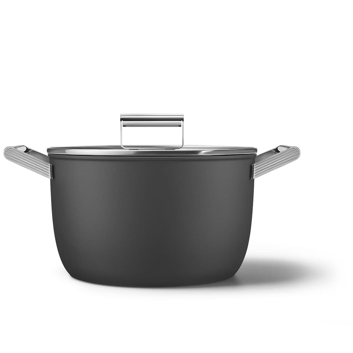 Smeg CKFC2611BLM Casserole Pan 26cm con Tapa Negra, Antiadherente, Aluminio, Base Patentada