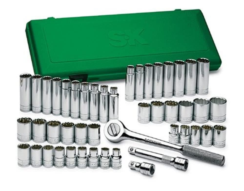 SK 47-Piece SuperKrome Juego de dados 12 puntos, fraccional y métrico 4147