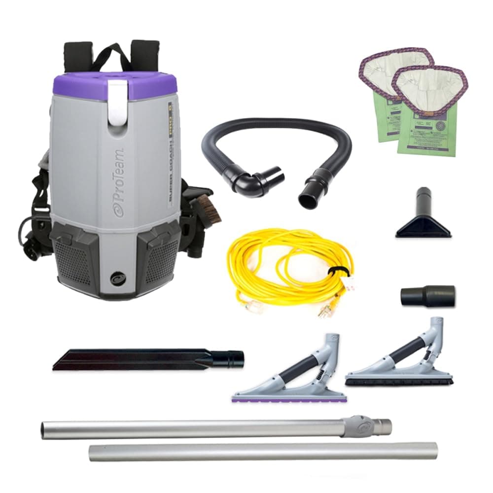 ProTeam Super Coach Pro 6 Aspiradora Mochila Comercial 6 Quart con Kit de Herramientas ProBlade, 107535