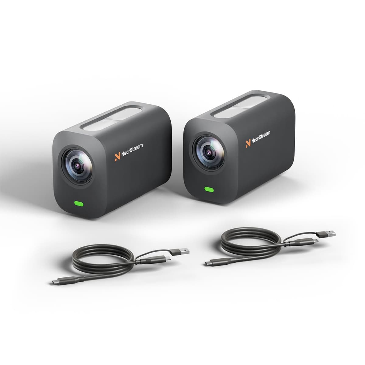 NearStream Pack de 2 Cámaras Inalámbricas VM33 con Zoom Híbrido 40X, Cámara 2K para Streaming con 8 Micrófonos con Reducción de Ruido, Batería 6H, Control por App, Transmisión por RTMP a Facebook/YouTube/Twitch 2pack-V-M-33