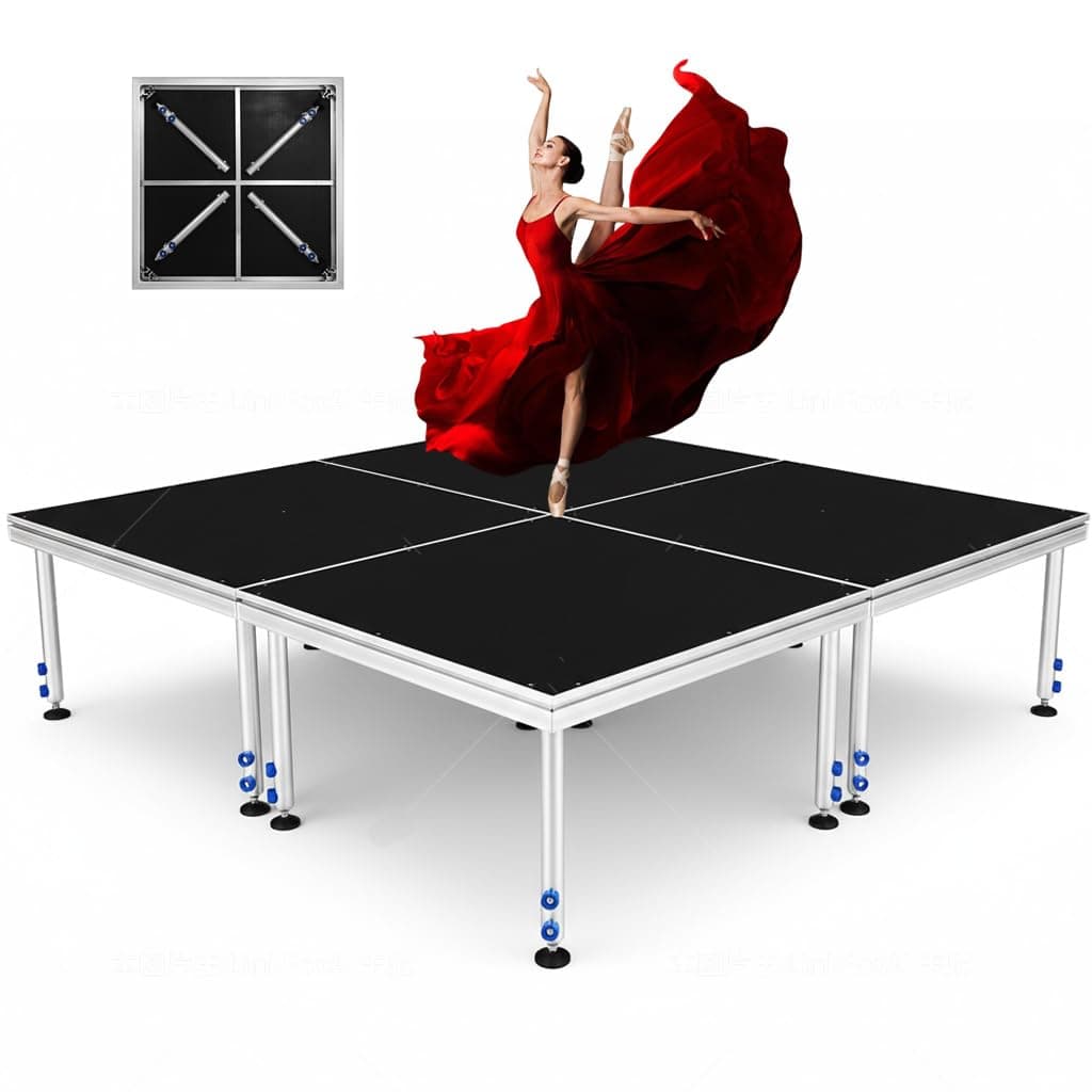 TITINICE Plataforma de escenario portátil 8x8 con patas plegables, altura 24"-40", capacidad 1700 lb Stage
