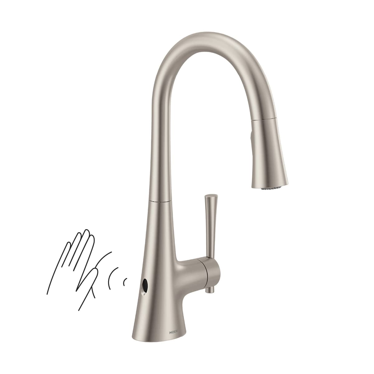Moen Kurv Spot Resist Acero Inoxidable Motionsense Sensor Wave Sensor Sin Contacto Monomando Pico Alto Extraíble Tipo Pulldown Cocina Moderna con Power Clean, 9126EWSRS