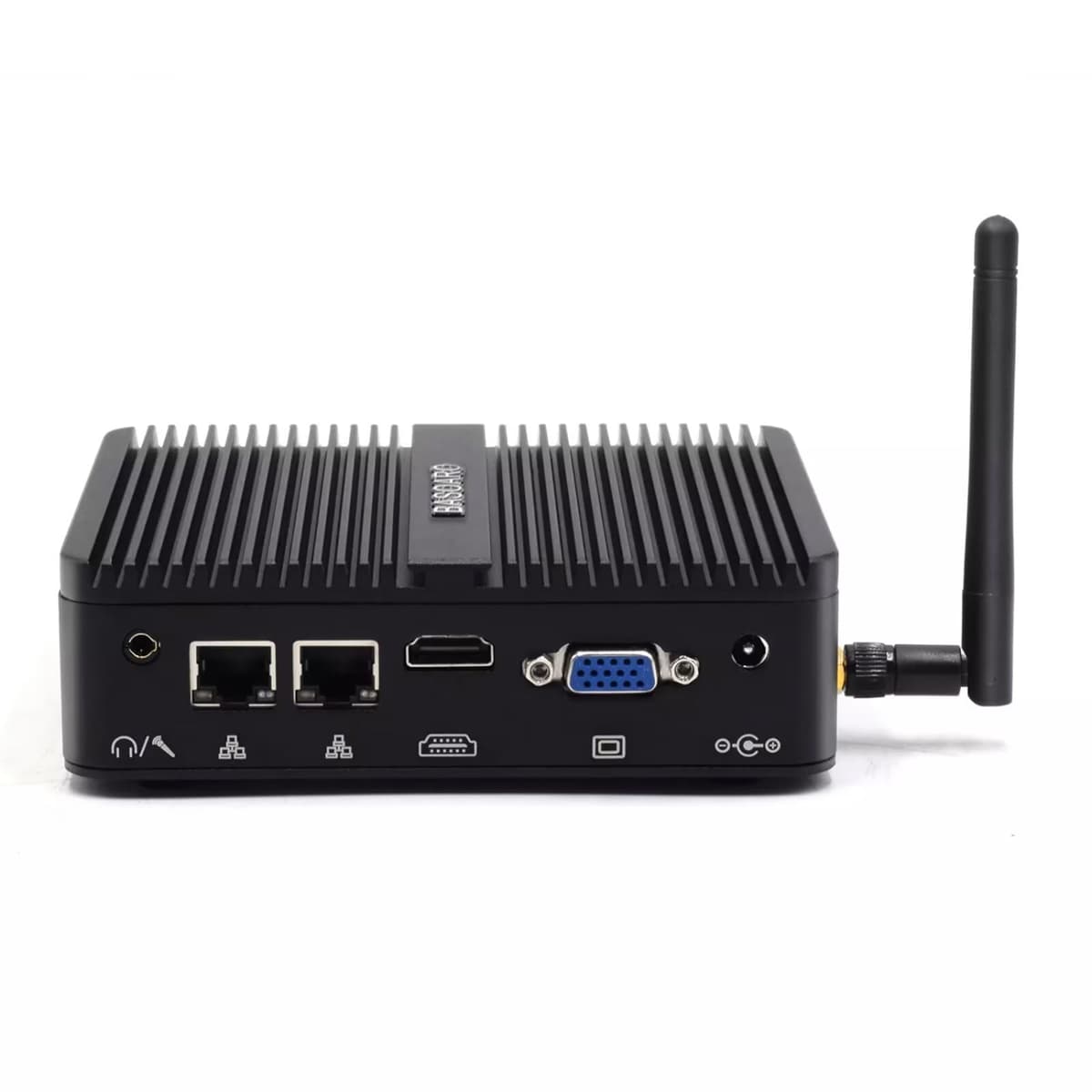 BASOARO Mini PC Industrial Fanless N100, 8GB RAM 512GB SSD, Dual Display, 2x RS232, WiFi/BT, Win 11 Pro BAH3-N100-8-512